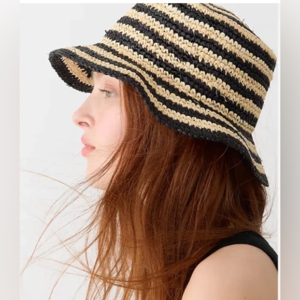 J.Crew Black and Tan Straw Hat